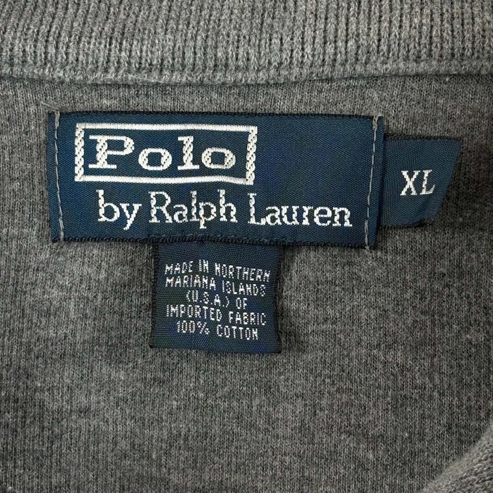 Vintage 1990's Polo Ralph Lauren Mens Gray Cotton‎ 1/4 Zip Pullover Sweater XL